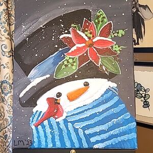 Handpainted Original Snowman on Canvas